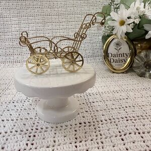 Gold Wire Baby Carriage Decor